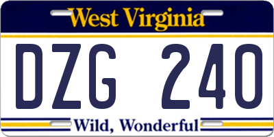 WV license plate DZG240