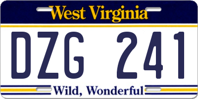 WV license plate DZG241