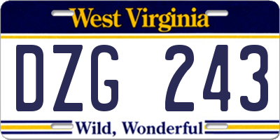 WV license plate DZG243