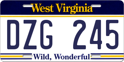 WV license plate DZG245