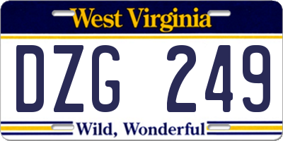 WV license plate DZG249