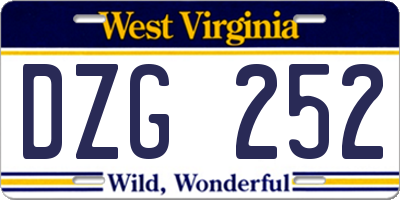WV license plate DZG252