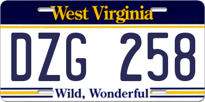WV license plate DZG258