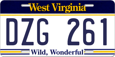 WV license plate DZG261