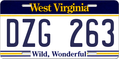 WV license plate DZG263