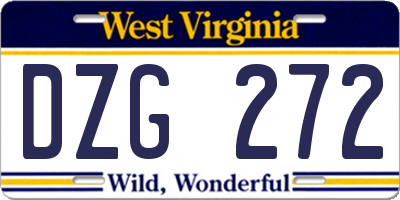 WV license plate DZG272