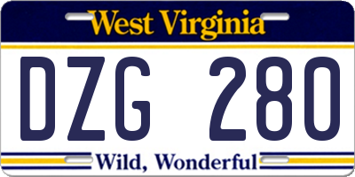 WV license plate DZG280
