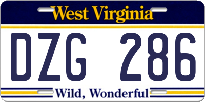 WV license plate DZG286