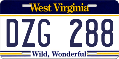 WV license plate DZG288