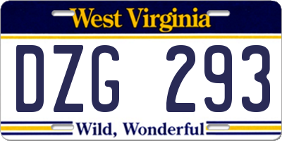 WV license plate DZG293