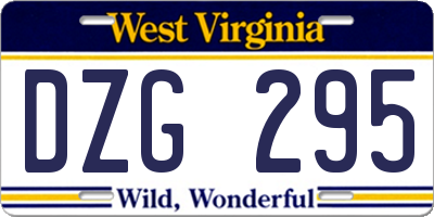 WV license plate DZG295