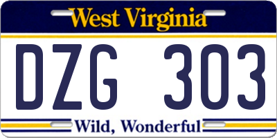 WV license plate DZG303
