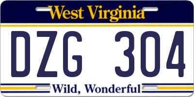 WV license plate DZG304