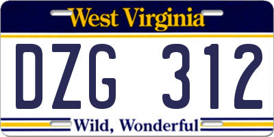 WV license plate DZG312
