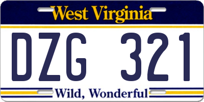 WV license plate DZG321