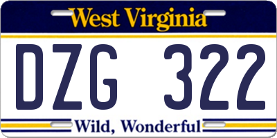 WV license plate DZG322
