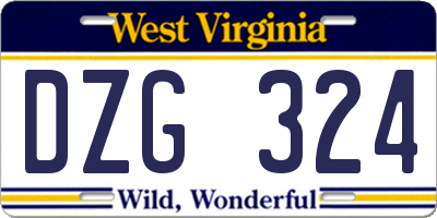 WV license plate DZG324