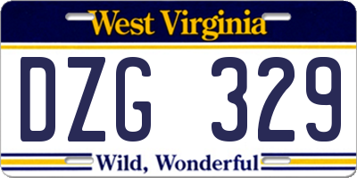 WV license plate DZG329