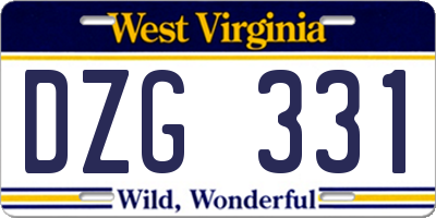 WV license plate DZG331