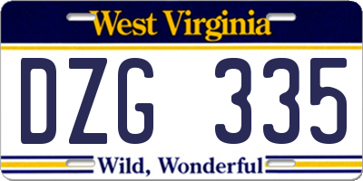 WV license plate DZG335