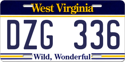 WV license plate DZG336