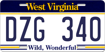 WV license plate DZG340