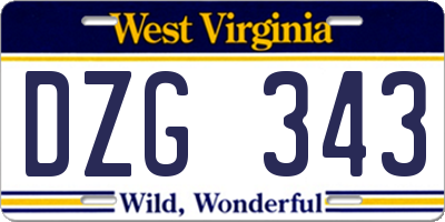 WV license plate DZG343