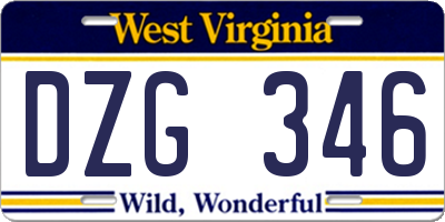 WV license plate DZG346