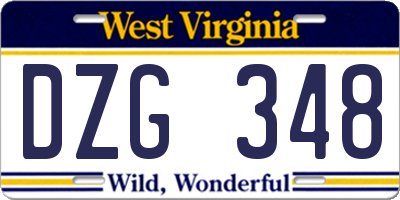 WV license plate DZG348