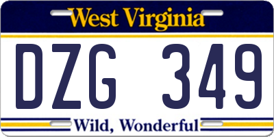WV license plate DZG349