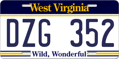 WV license plate DZG352