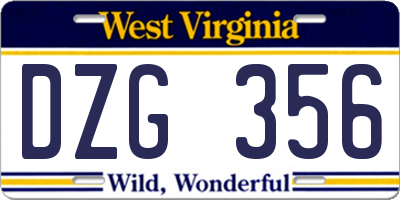 WV license plate DZG356