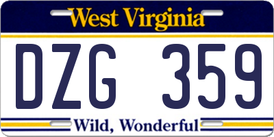 WV license plate DZG359