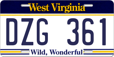 WV license plate DZG361