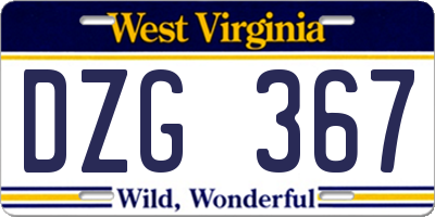 WV license plate DZG367