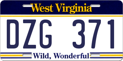 WV license plate DZG371