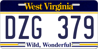 WV license plate DZG379