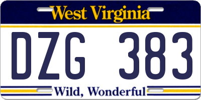 WV license plate DZG383