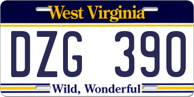 WV license plate DZG390