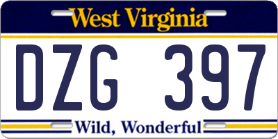 WV license plate DZG397