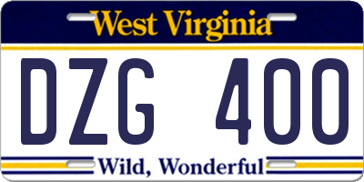 WV license plate DZG400