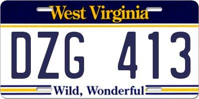 WV license plate DZG413