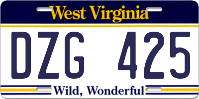 WV license plate DZG425