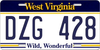 WV license plate DZG428