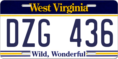 WV license plate DZG436