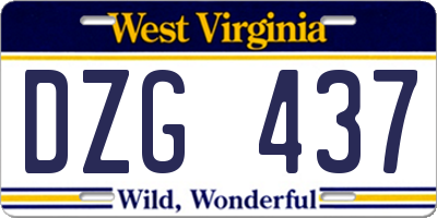 WV license plate DZG437