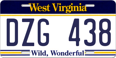 WV license plate DZG438