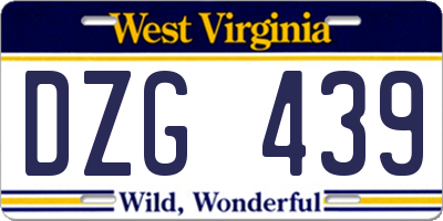 WV license plate DZG439