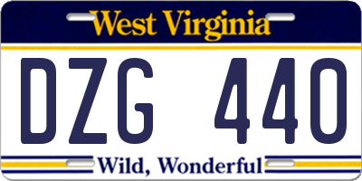 WV license plate DZG440