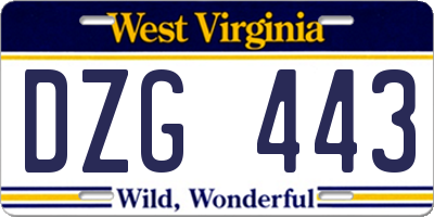 WV license plate DZG443
